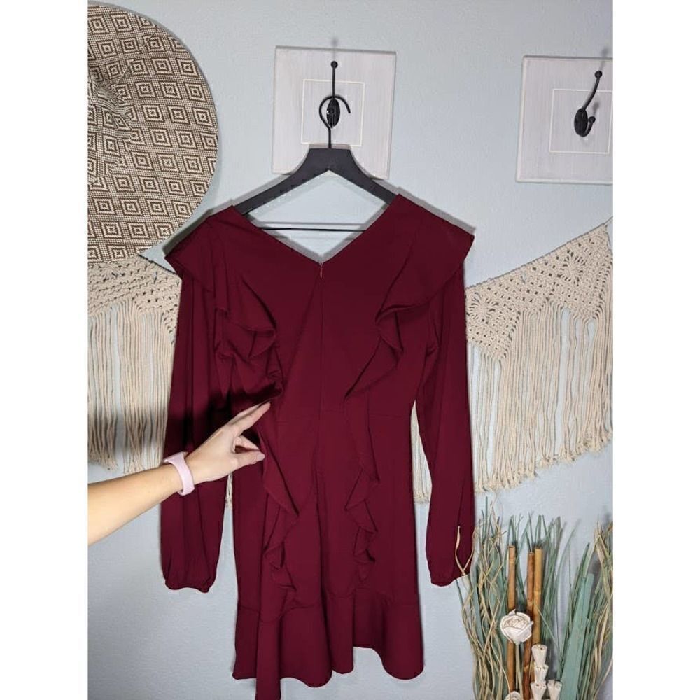 Mittoshop Ruffle Maroon Dress - Picture 10 of 16